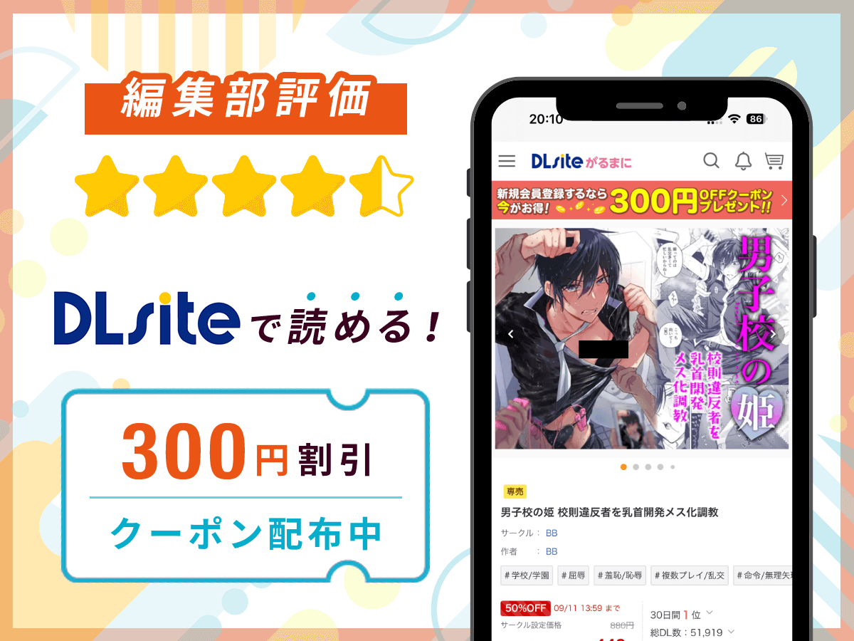 編集部が『男子校の姫 校則違反者を乳首開発メス化調教』を評価!