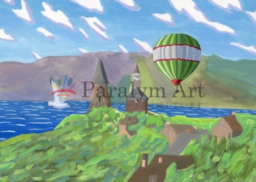 入江の古城と気球