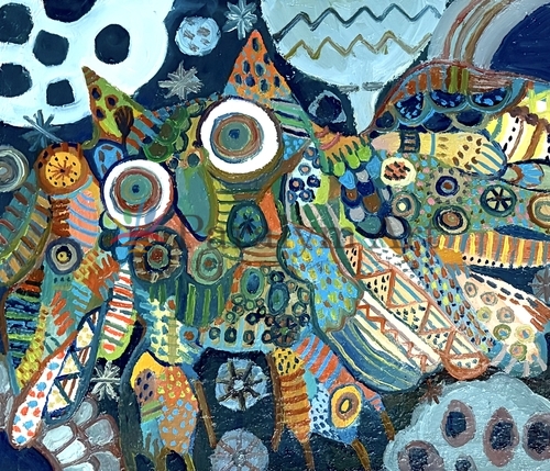 colorful cosmos owl
