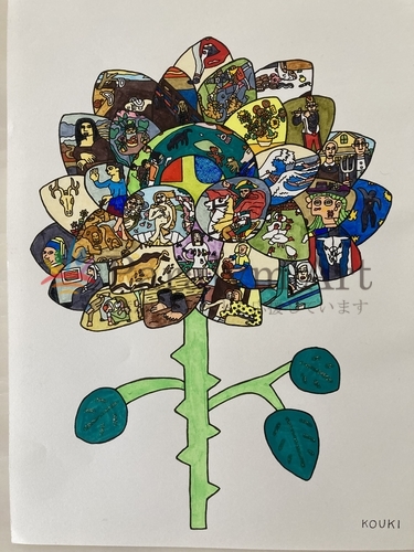 名画の模様バラ