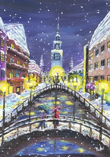 降りしきる雪の中で　