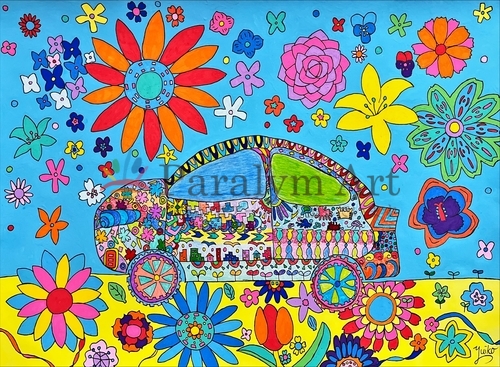 flower field car