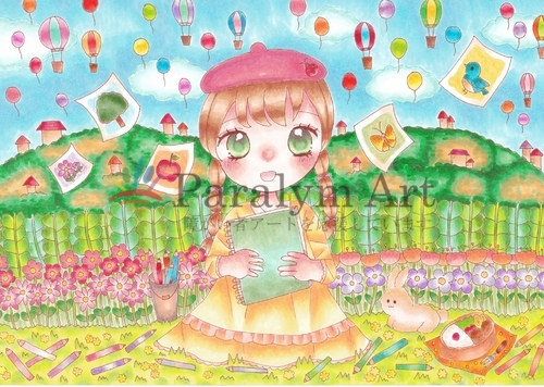 青空の下で描く