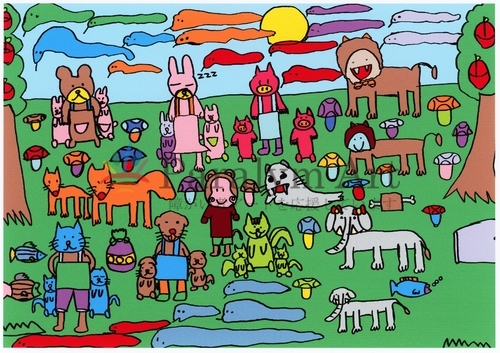 森に住む動物たちの親子たち