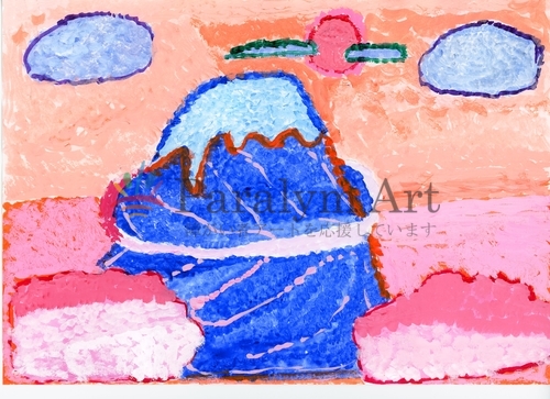 朝方に見る富士山　