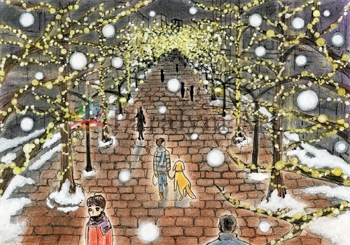 雪とイルミネーション　