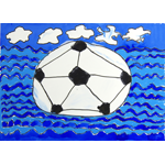 海を渡るサッカーボール